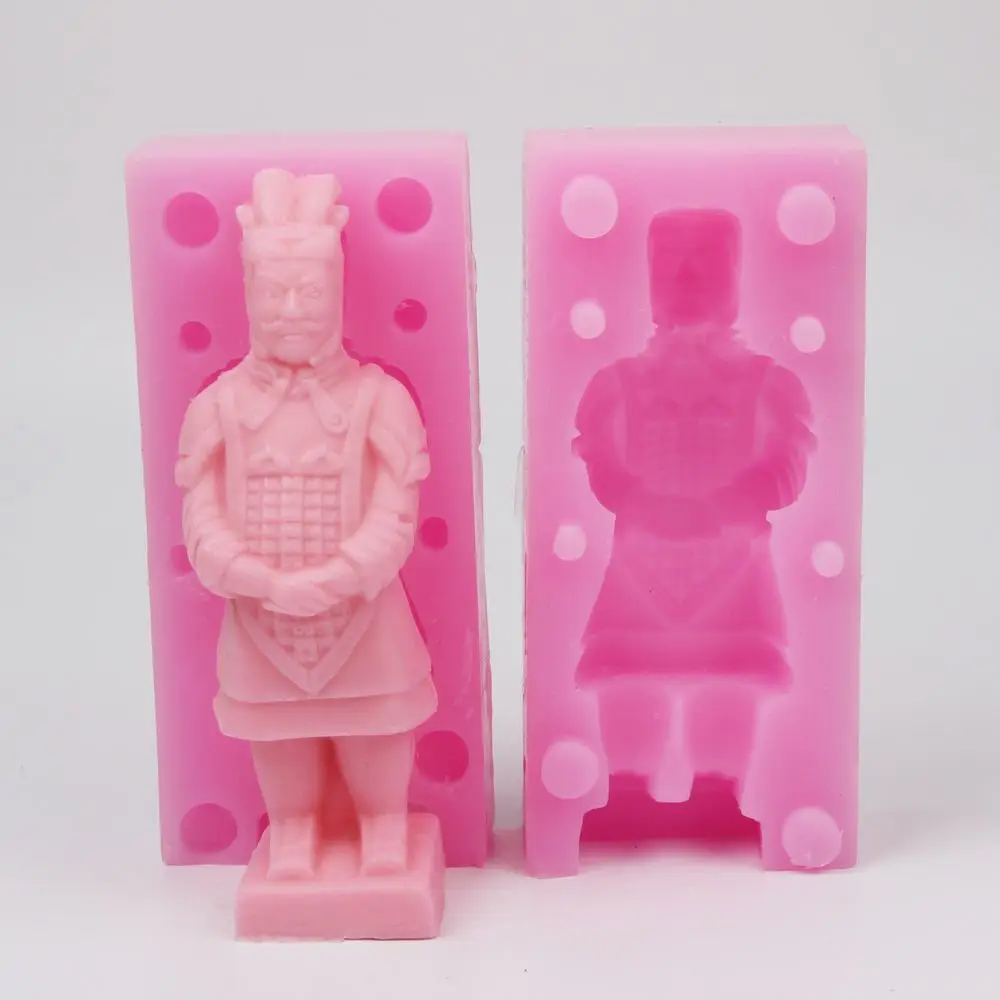 3D стоя терракотовый воин силиконовые помадные формы в китайском стиле ручной