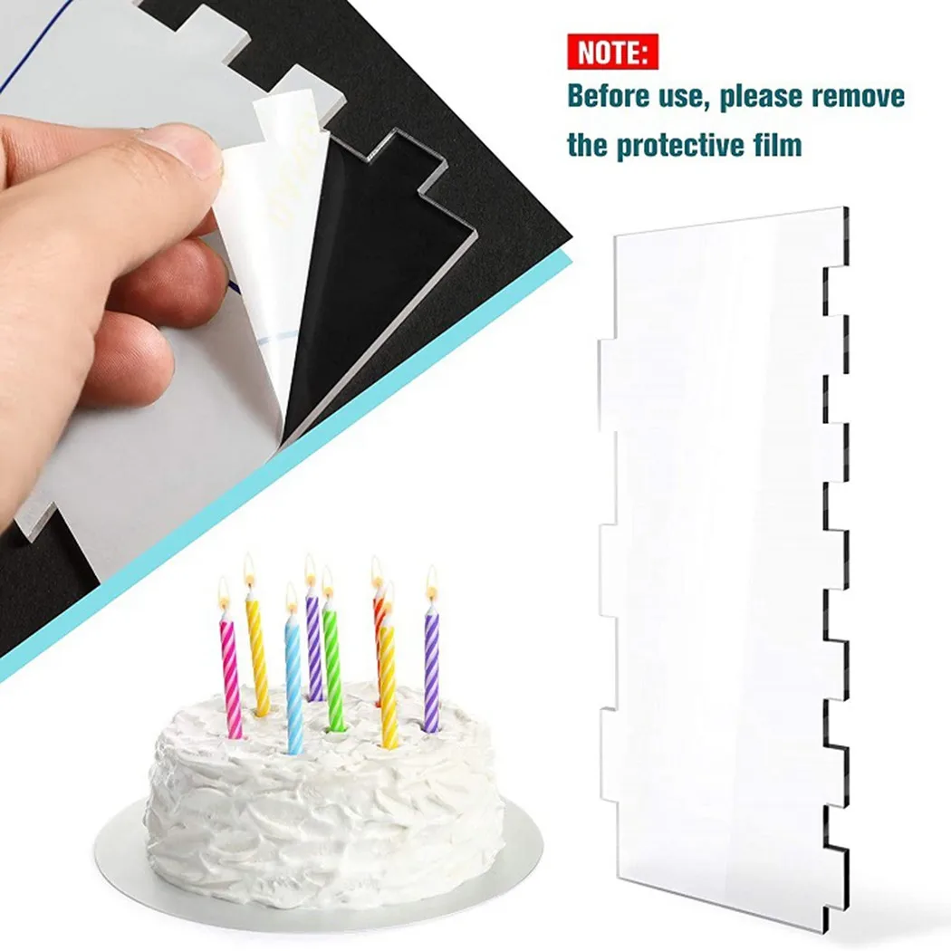 

6pcs Cake Scraper Decoration OutlineAcrylic Cake Scraper Decorating Contour Comb Cake Edge Smoother Tool