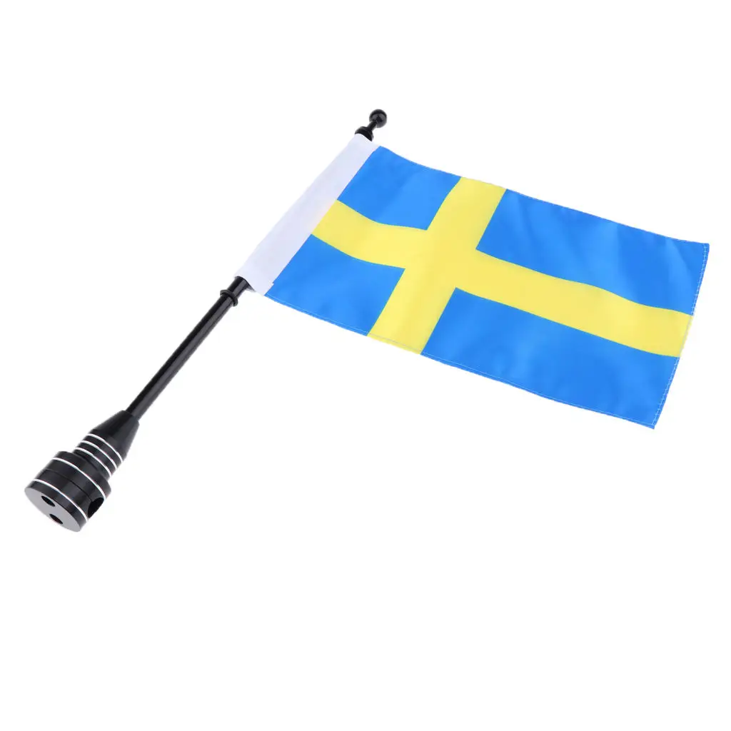 Motorcycle Sweden Flag Pole Mount Custom Rack Luggage Flag For Harley