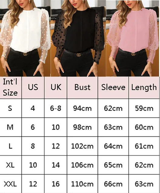 Женская прозрачная блузка в горошек с длинным рукавом и круглым вырезом|Блузки| |