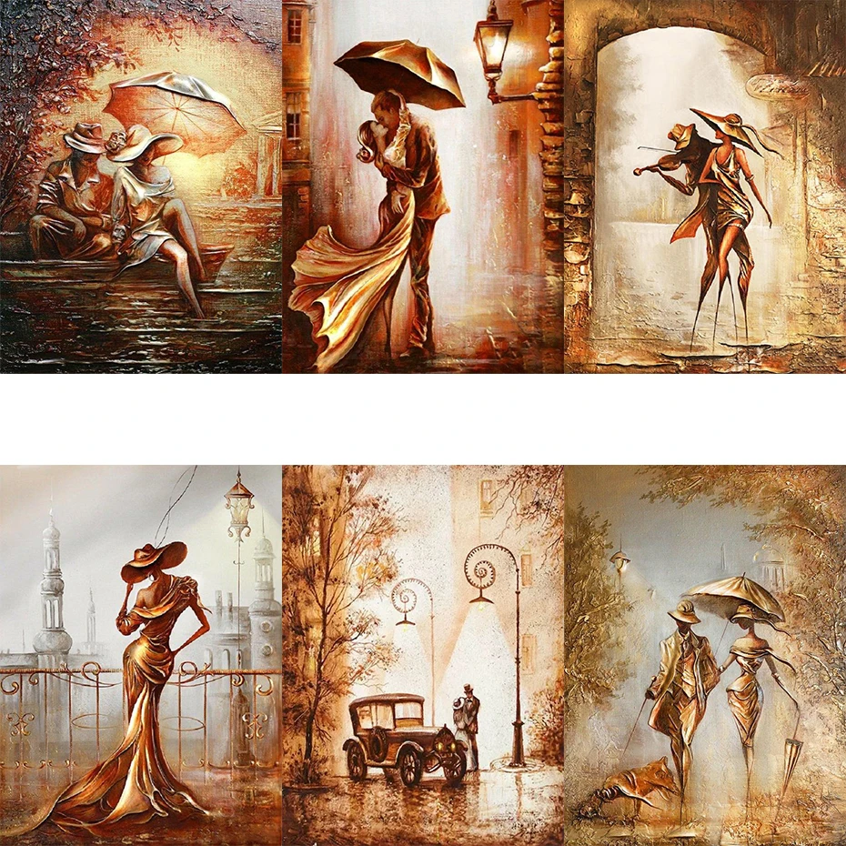 

AMTMBS Romantic Elegant Couple Ladies DIY Painting By Numbers Adults Drawing On Canvas Pictures By Number Paintings Wall Decor