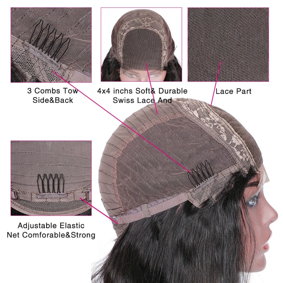 

Fureya Hair Human Hair 4x4 Lace Front Wigs 150% Density Brazilian Remy Hair Pre Plucked Bleached Knots