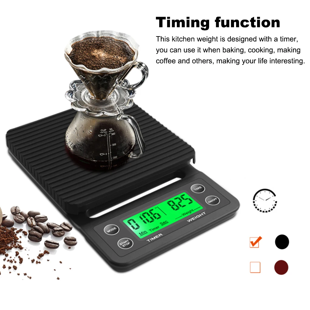 

Coffee Scales Kitchen LCD Backlight 5kg/0.1g Weight g/oz/lb/ml Adjustable Electronic Button Control Home Food Measurement