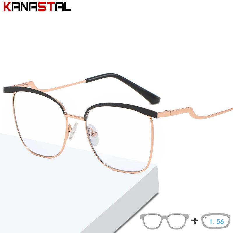 

Women Anti Blue Light Blocking Glasses Men Myopia Eyeglasses Frames Metal Reading Glasses Prescription CR39 Len Computer Eyewear