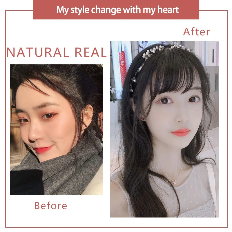 MUMUPI короткое спереди и длинное воздушный челка на заколках короткая наращивание