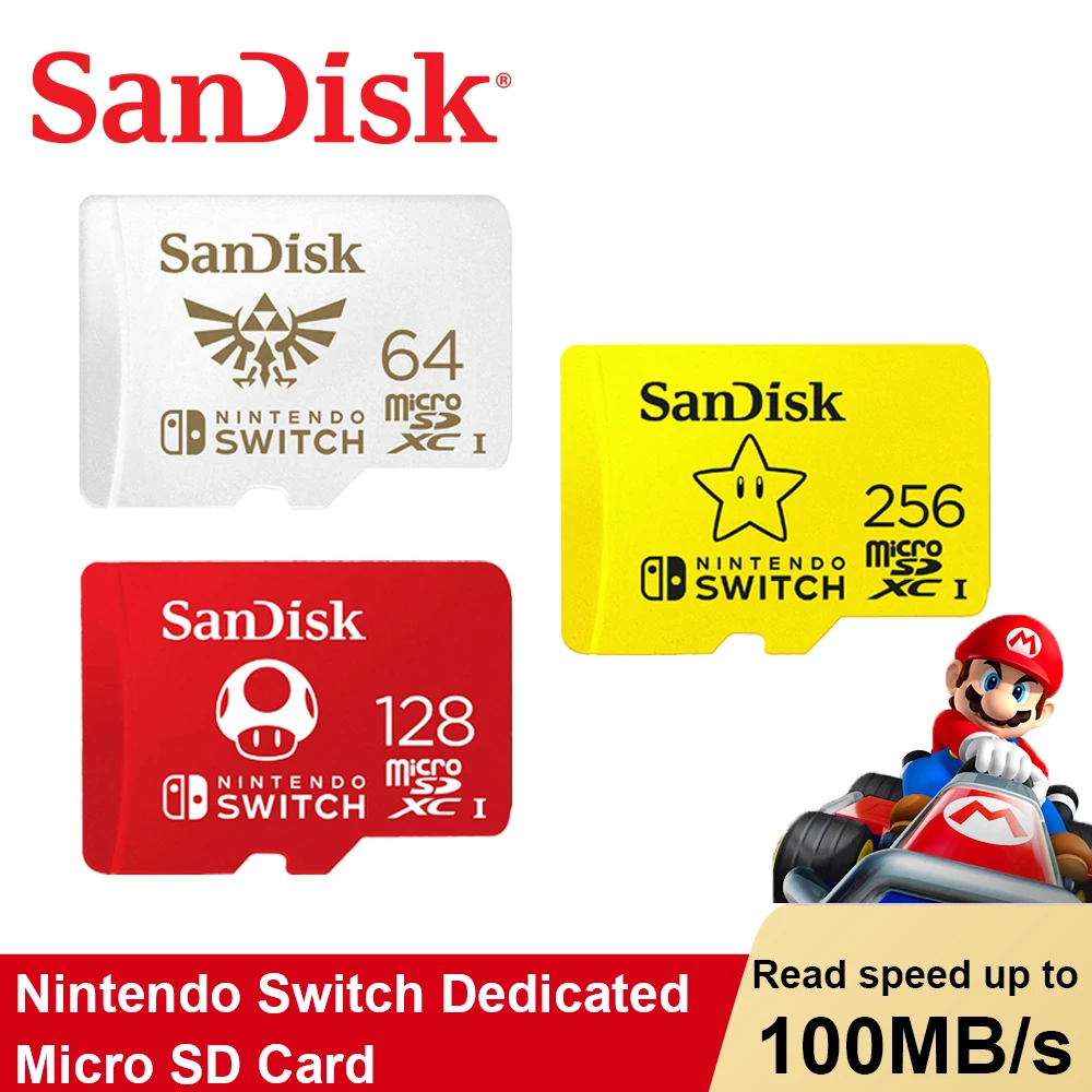 

Оригинальная карта памяти SanDisk для Nintendo Switch microSDXC U3 4K Ultra HD, высокоскоростная флэш-карта 100, 256 ГБ, 128 ГБ, 64 ГБ