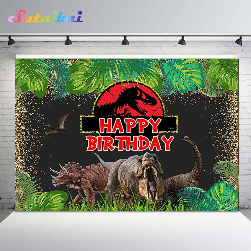 

Safari Photography Backdrop Forest Jungle Dinosaur Party Children 1st Birthday Photo Prop Studio Jurassic Park Background Banner