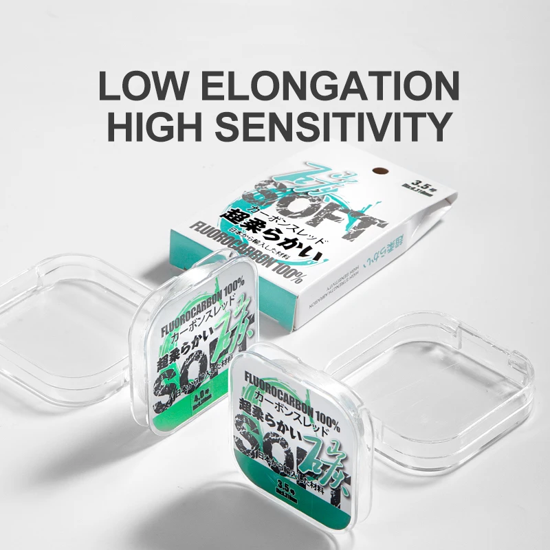 ZUKIBO 50M Soften Fluorocarbon 100% Fishing Line Japan Monofilament Carbon Fiber Line 2-18LB Invisible Underwater Fishing Tackle