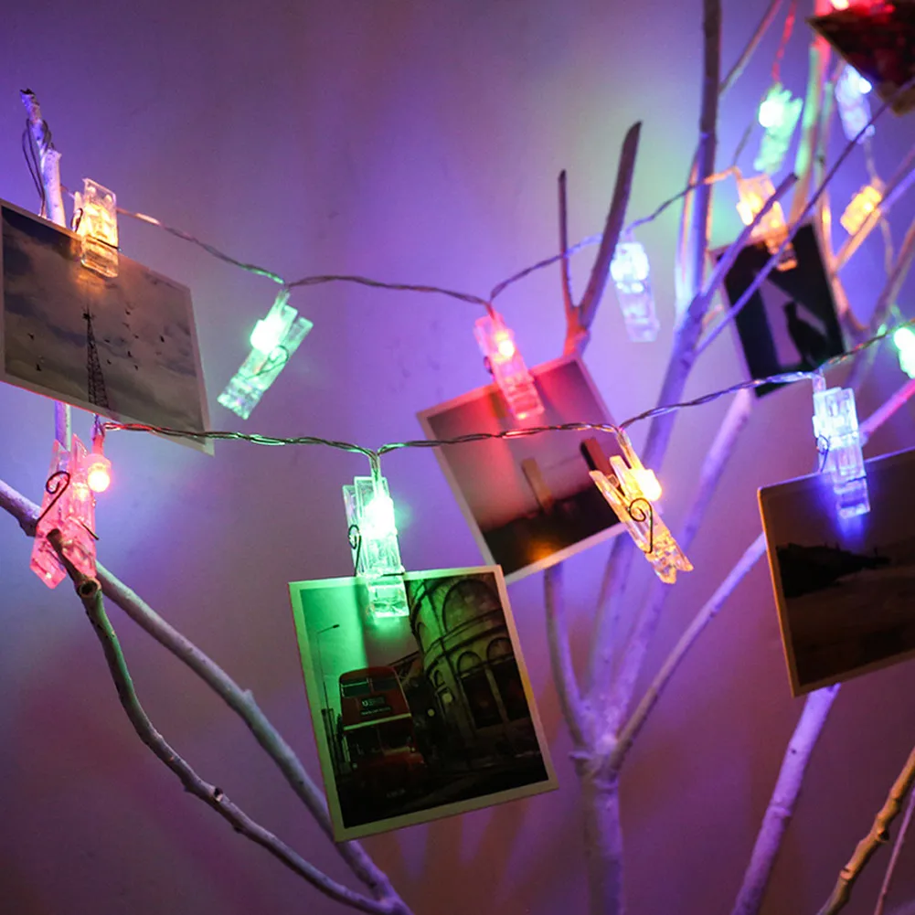 

20 LED Photo Clip String Lights 9.8FT Peg Fairy Lights Wall Hanging String Picture Festival Props For Home Decor