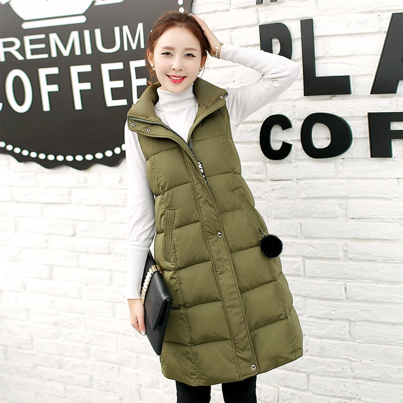 Куртка женская зимняя ветрозащитная длинный хлопковый жилет Повседневная без