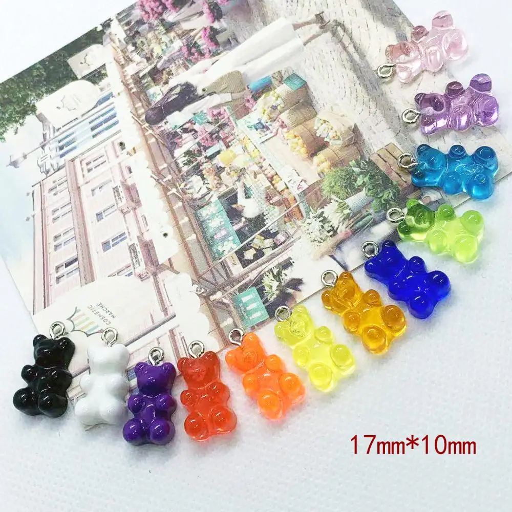 12 шт. 17*10 мм милые Подвески в виде мишки из смолы подвески с плоским основанием для