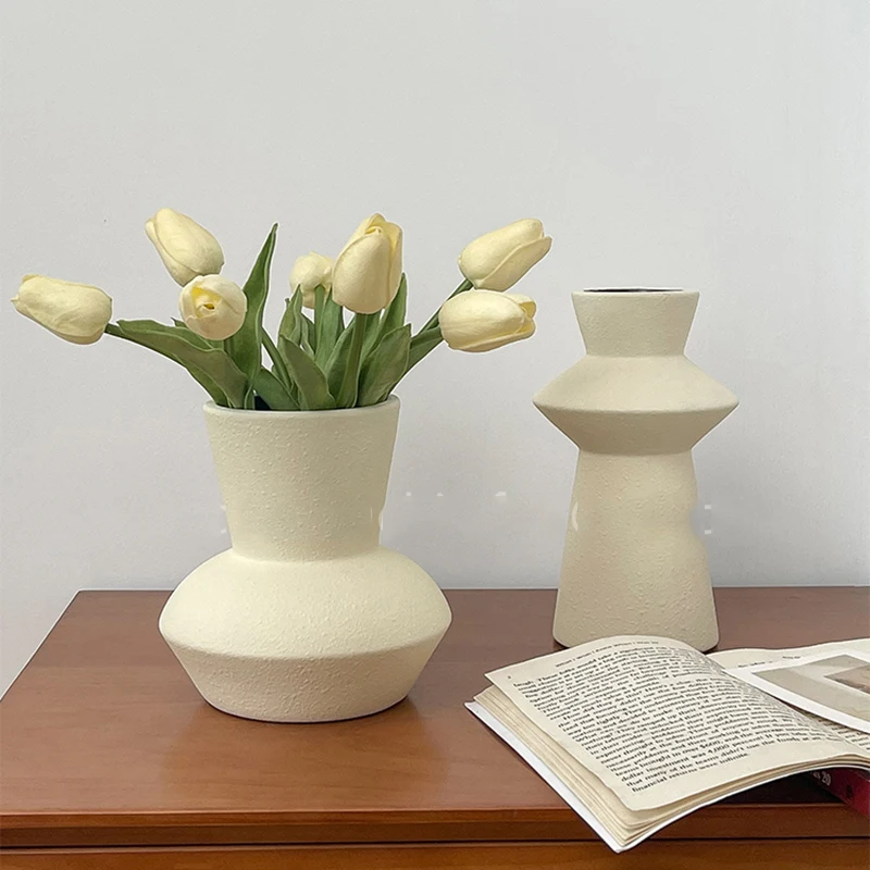 

White Vase Ins Living Room Flower Arrangement Ceramic Aquatic Flower Bottle Living Room Decoration Decor Flower Pot Вазадекор