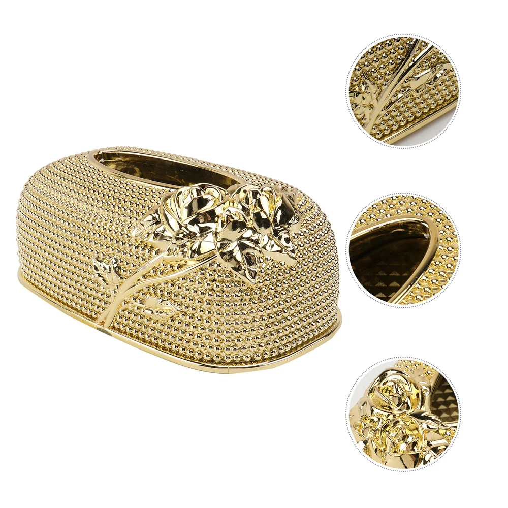 

1Pc Decorative Tissue Box Household Tissue Storage Adornment for Hotel (Golden)