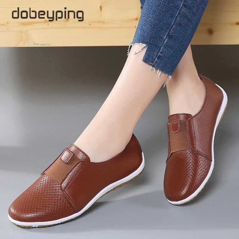 dobeyping Summer Women Sneakers Cut-Out Woman Loafers Genuine Leather Female Shoes Low Heels Women's White Flats Ladies Oxfords