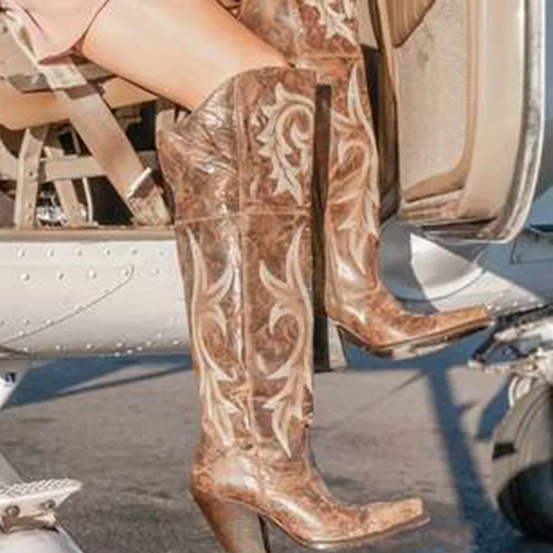 

Международная торговля, большие размеры, европейские и американские остроносые длинные сапоги выше колена на высоком тонком толстом каблу...