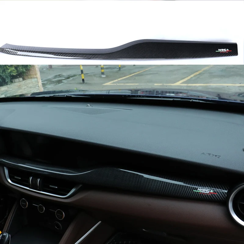 

Car dashboard trim decoration stickers central control strip trim stickers For Alfa Romeo stelvio interior modification