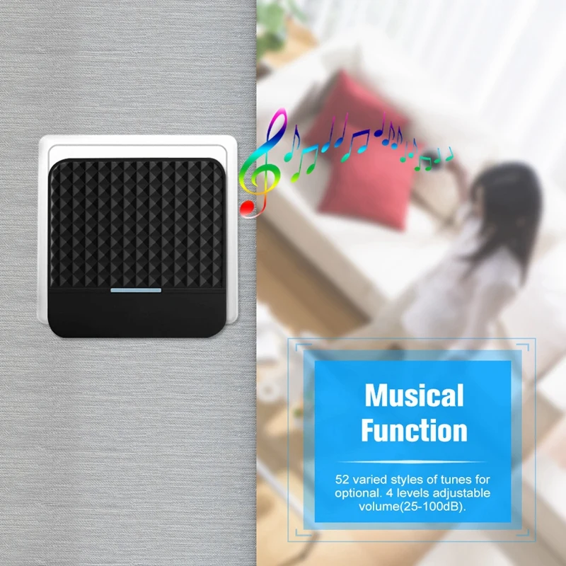 

300M Remote Solar Wireless Waterproof Doorbell Light Control Sensor With Transmitter + Receiver Doorbell One For Two Kit US Plug