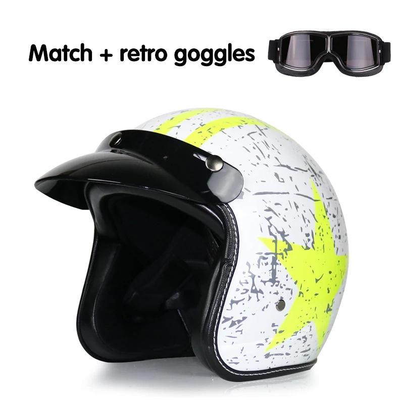 Мотоциклетный шлем для мужчин и женщин Классический ретро с открытым лицом 3/4 |