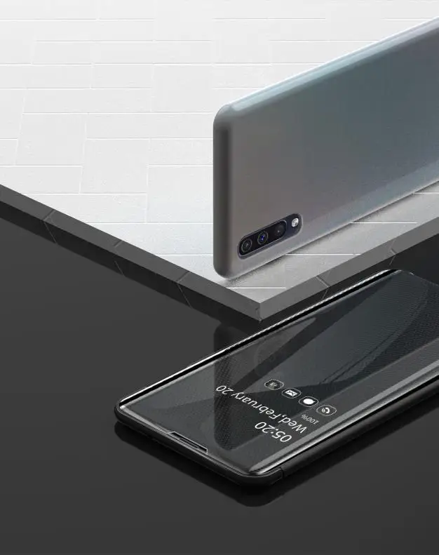 Для samsung Galaxy A50 A70 A30 A750 A7 зеркальный флип-чехол для макияжа тонкий модный умный чехол для мобильного телефона