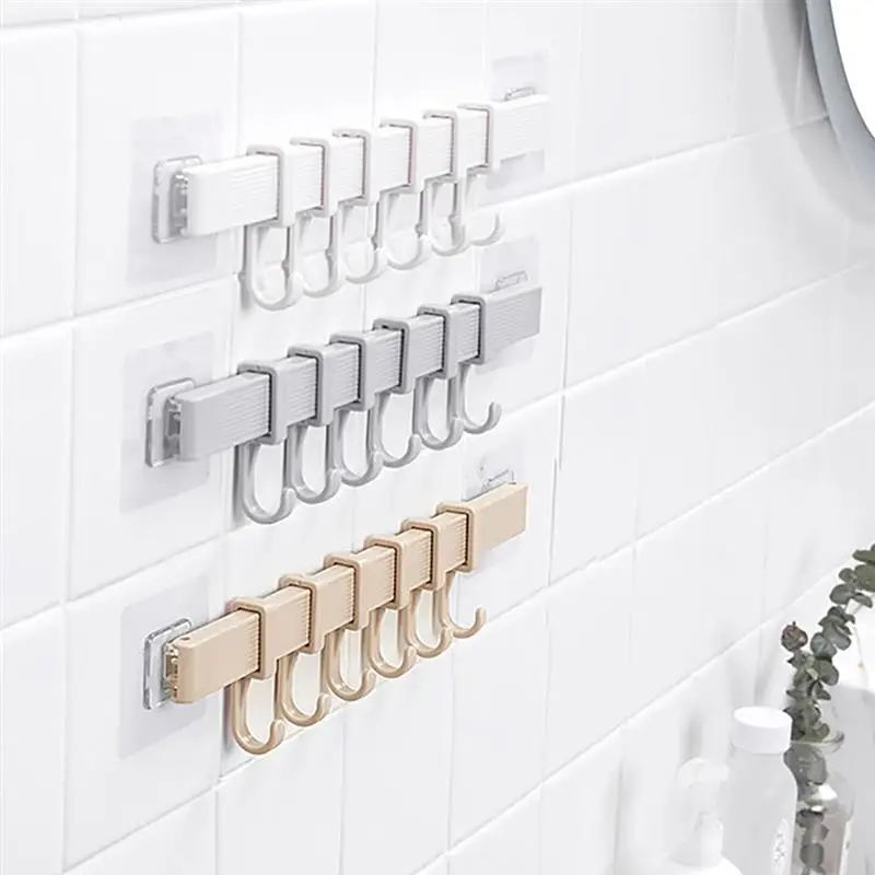 6 рядов крючков прочный самоклеящийся крючок бесшовная Вешалка без гвоздей для