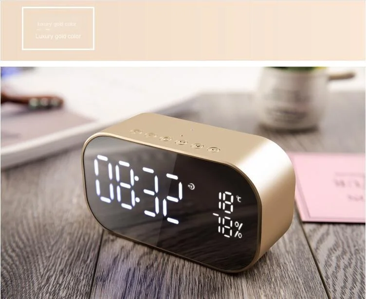 Светодиодный Будильник с FM радио беспроводной Bluetooth динамик зеркальный дисплей