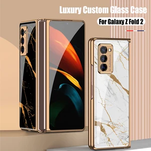 luxury case for samsung galaxy z fold 2 5g painted glass mobile phone cover for samsung galaxy fold z flip optional new arrivals free global shipping