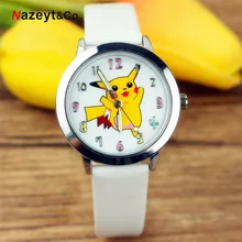 Pokemon Children Wrist Watch Figure Toys Kids Student Cartoon Noctilucent Quartz Leather PokeBall watches Birthday Gifts Kids