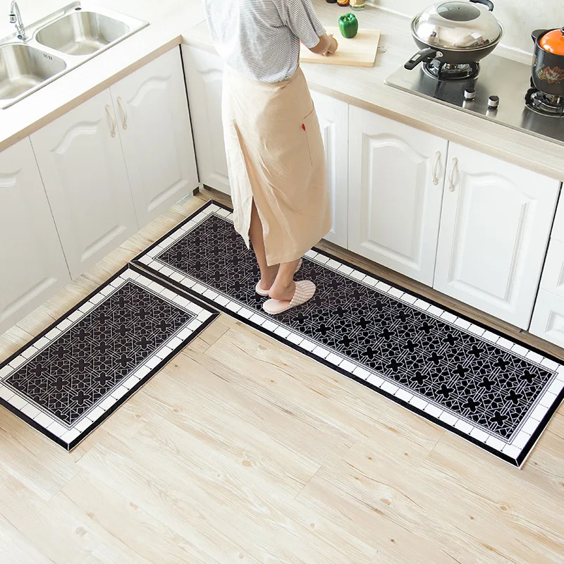 Nordic black and white Kitchen rug floor mats non-slip strips home door bedroom bedside Hallway carpets bathroom | Дом и сад