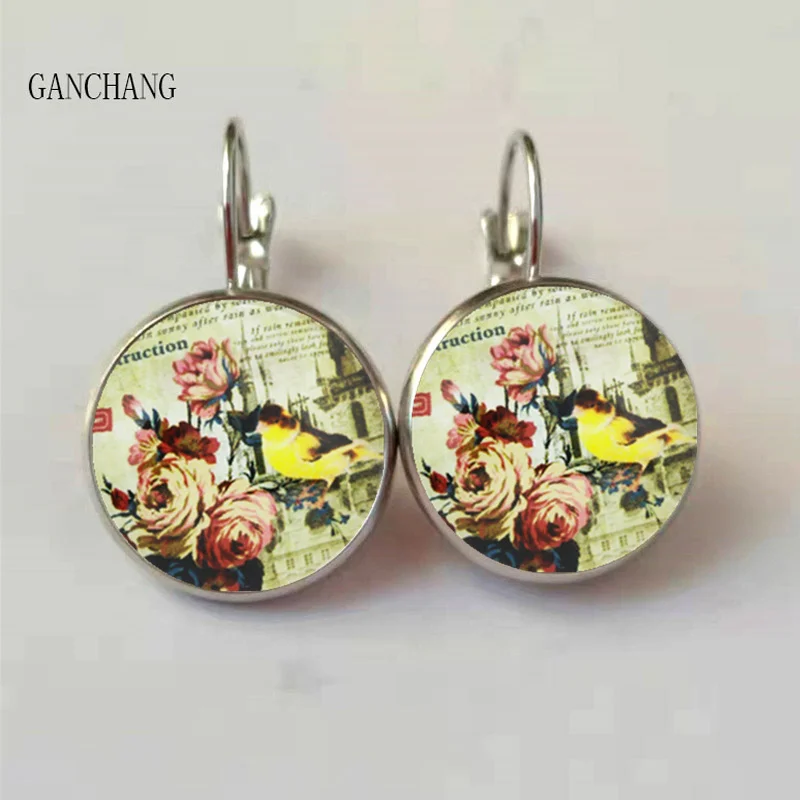 Новые розовые красивые серьги цвета розового золота ретро Круглые Стекло ручной