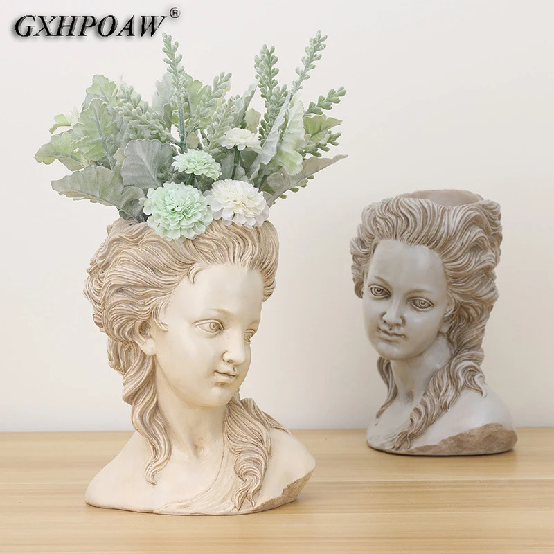 Succulent Plant Flower Pot The Head Of Elegant Greek Goddess Sculpture Bonsai Planter Garden Pots Hand Crafts Home Desktop Decor