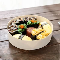 wooden lunch bento catering box takeaway packaging food container disposable round salad sushi cake box bowl with lid