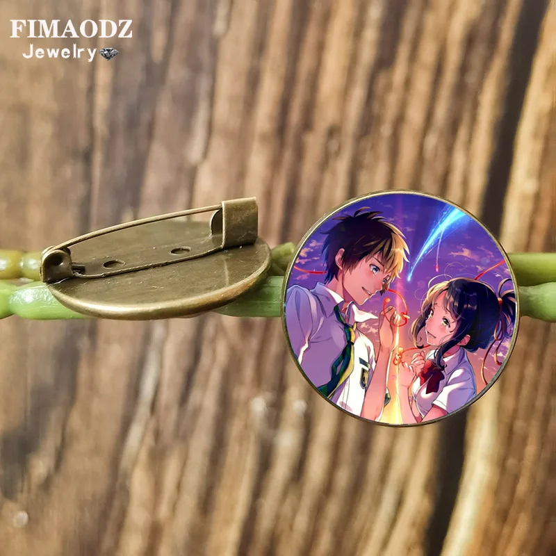 FIMAODZ Kimi no Na wa ваше имя броши булавки для женщин мужчин Miyamizu Mitsuha Tachibana Аниме Фигурка