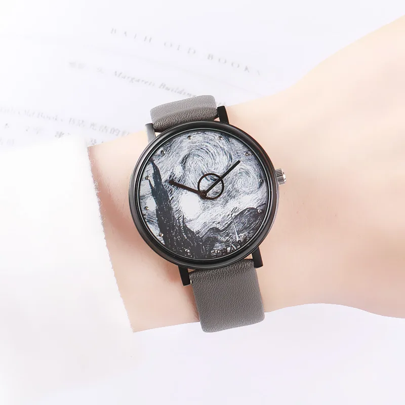 Мужские ультратонкие кварцевые часы с кожаным ремешком