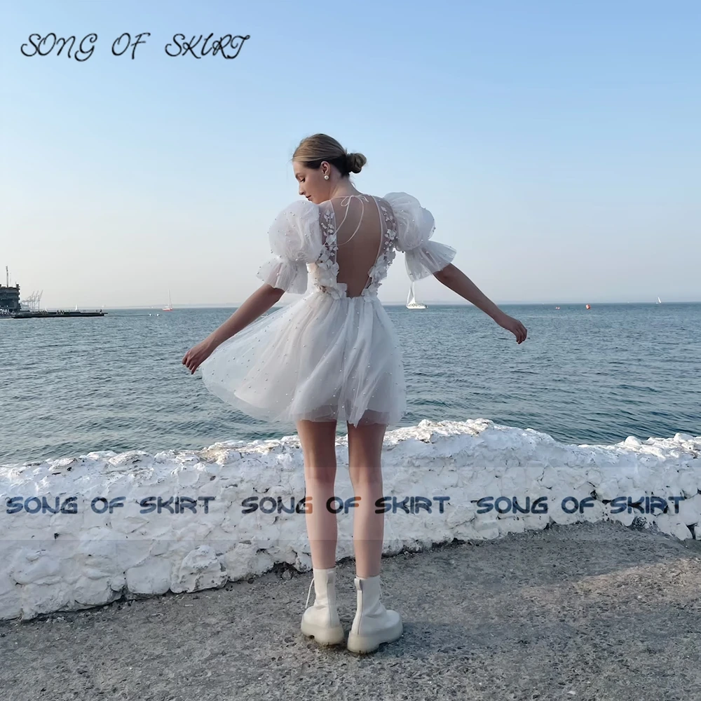 Женское коктейльное платье с буффами на рукавах | Свадьбы и торжества