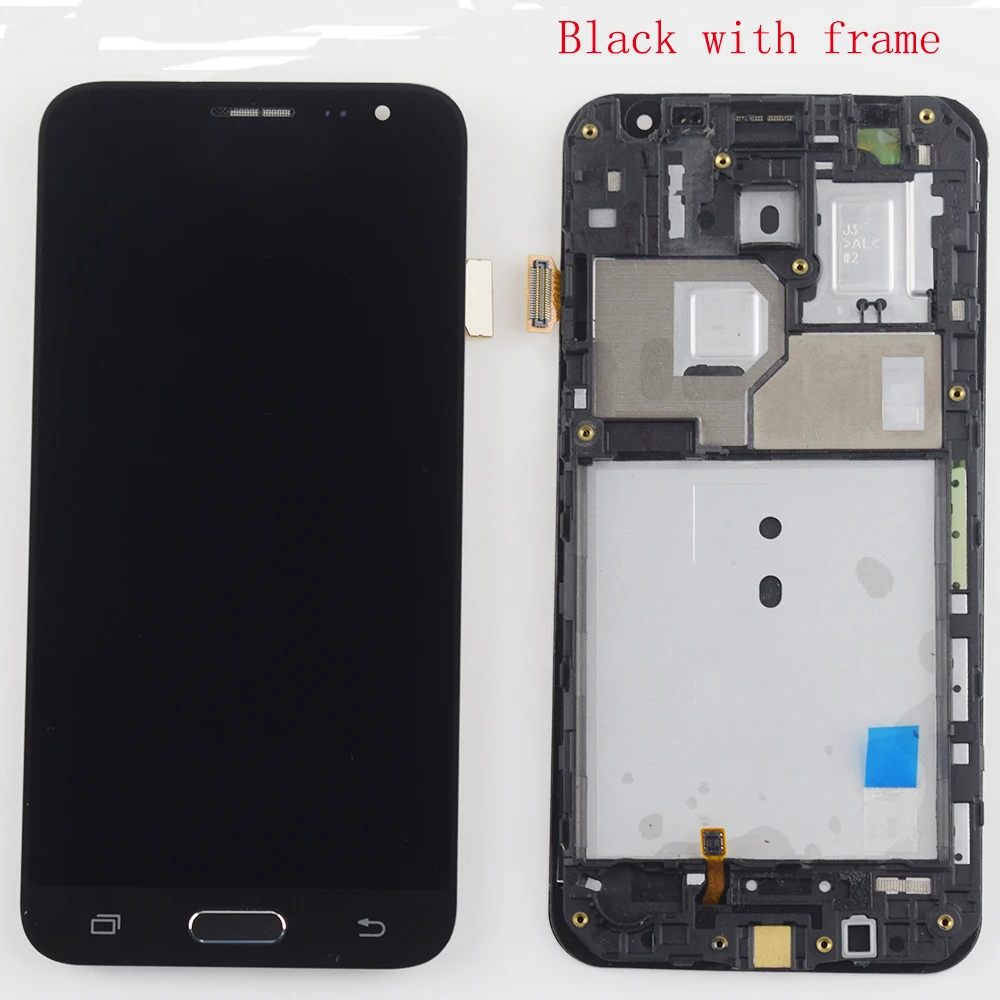 black with frame ЖК-дисплей для samsung Galaxy J3, ЖК-экран SM-J320 J320A J320F, ЖК-дисплей J320H J320M J320FN, сенсорный экран в сборе - Цвет: black with frame