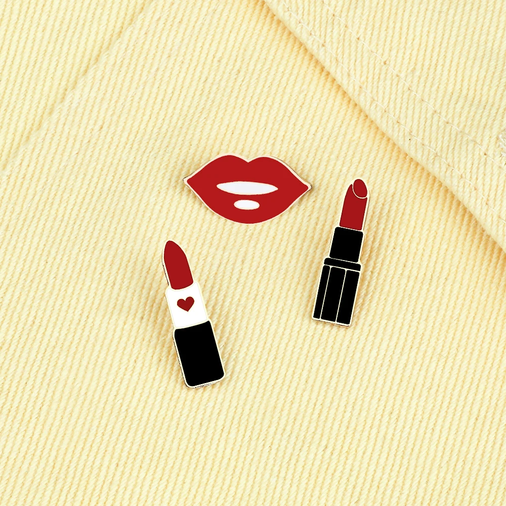 

New Sexy Lips Lipstick Creative Brooch Collar Hat Metal Enamel Pin Brooches For women Popular Lapels Pins Badge Jewelry Gift