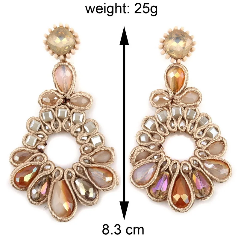 Ручной работы Каплевидная форма с украшением в виде кристаллов кулоном Длинные