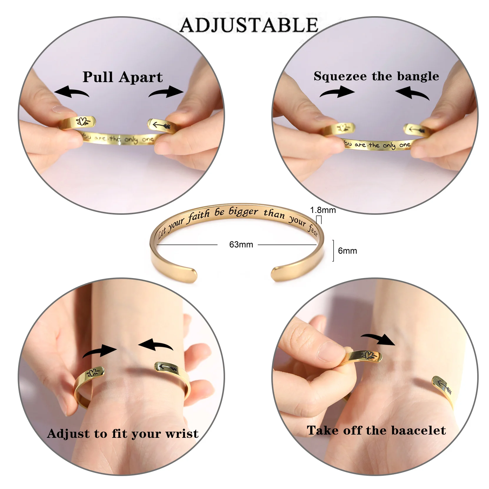 SKYRIM Simple Weight Loss Cuff Bangle Inspirational Quote Words Stainless Steel Rose Gold Color Mantra Bracelet for Lover Friend | Украшения