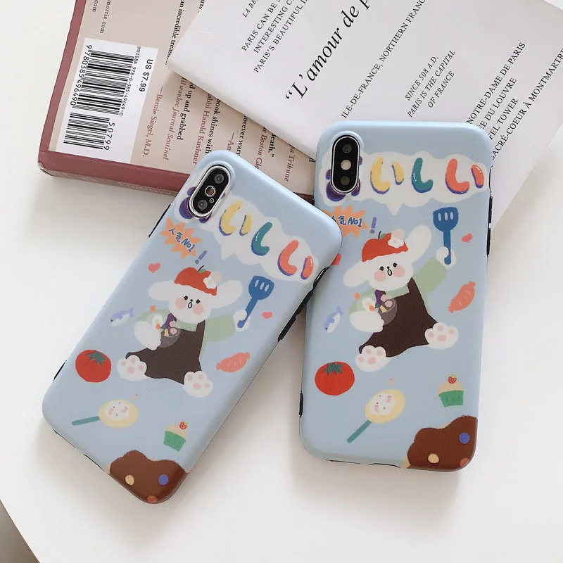Милый чехол для телефона с мультяшным кроликом iPhone 6 6s 7 8 Plus X Xs XR Max мягкий из ТПУ |