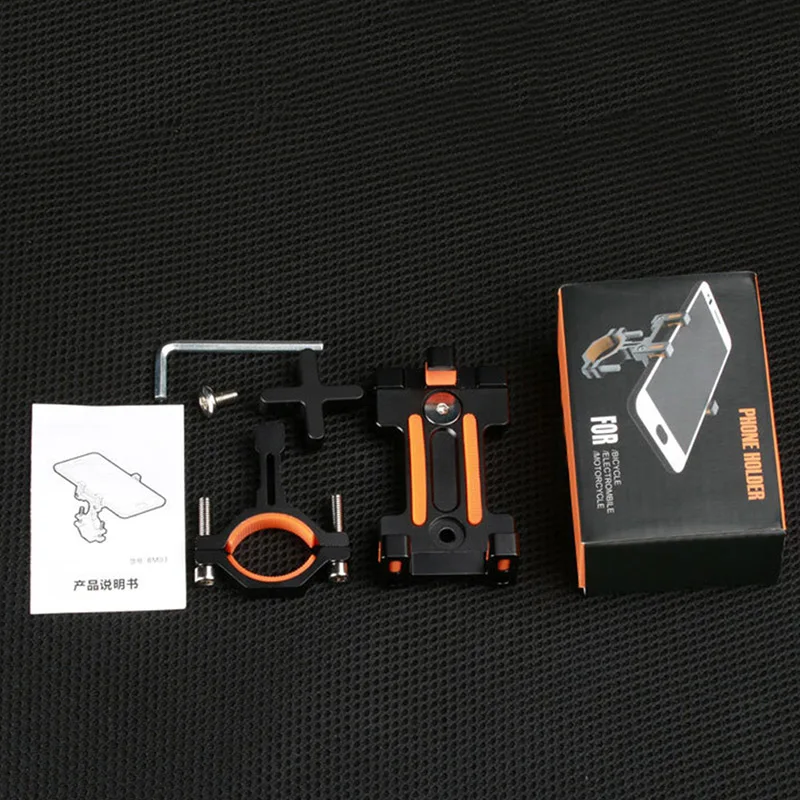 

Aluminum Bicycle Phone Holder Stand MTB Bike Motorcycle GPS Phone Mount Rack 360 Rotation Cycling Anti-Slip Bracket for 4-6.5in