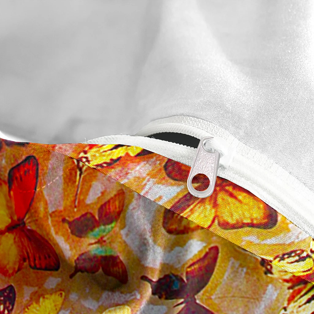 

EasyNatures Bedding Set Butterfly Pattern Soft High Quality All Season 3pcs Duvet Cover Set with Zipper Closure