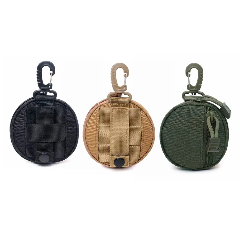 

Portable Round Mini Storage Bag Outdoor Hunting Camping Hiking Keychain Wallet Holder Case Waist Pack EDC Coin Purse Key Pouch