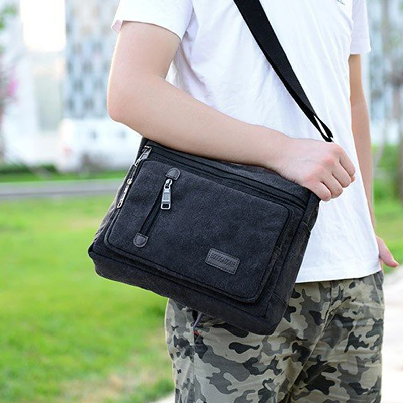 

2021 Fashion Casual Travel Business Satchel New Large Capacity Canvas Single Shoulder Crossbody Bag Simple Messenger Bag Clutch