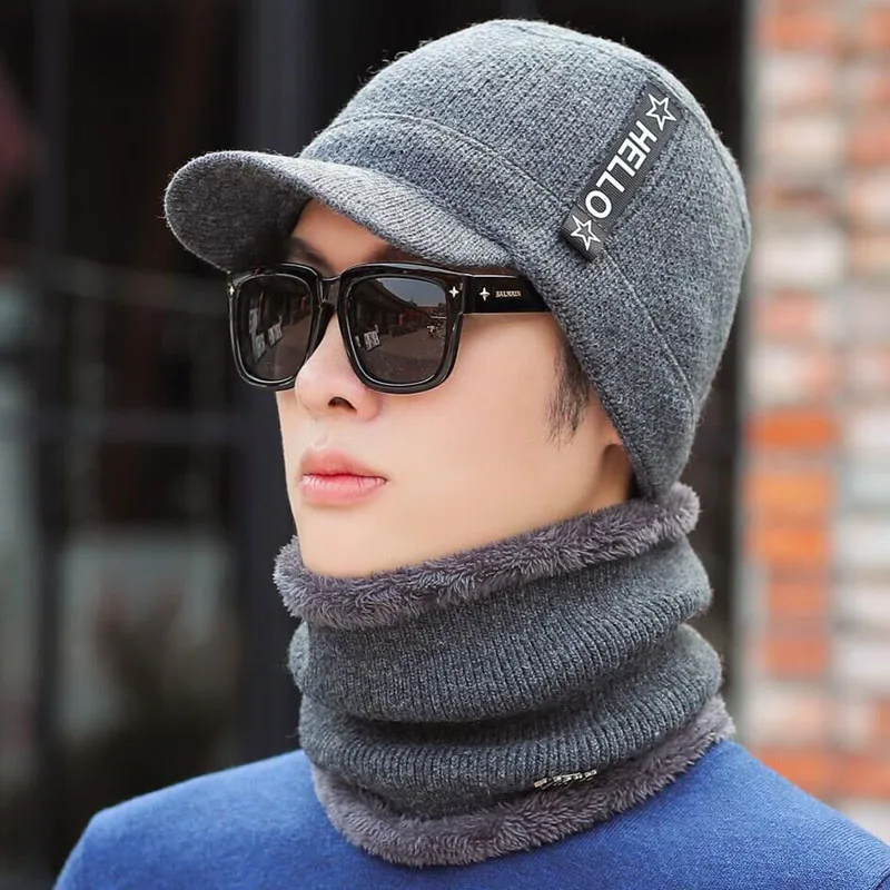 Зимние шапки Скалли Beanies шапка для мужчин и женщин шерстяная вязаная теплая плюшевая шапочки с шарфами Балаклава маска Knitted шапка вязаная зимняя Лыжная шапка
