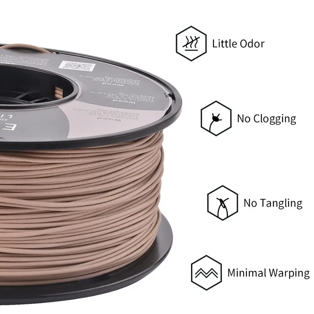 

Eryone Wood PLA Filament 1.75mm (1KG/2.2lbs)- 1.75mm(Light),for FDM 3D Printer and Pen, 1 kg 1 Spool