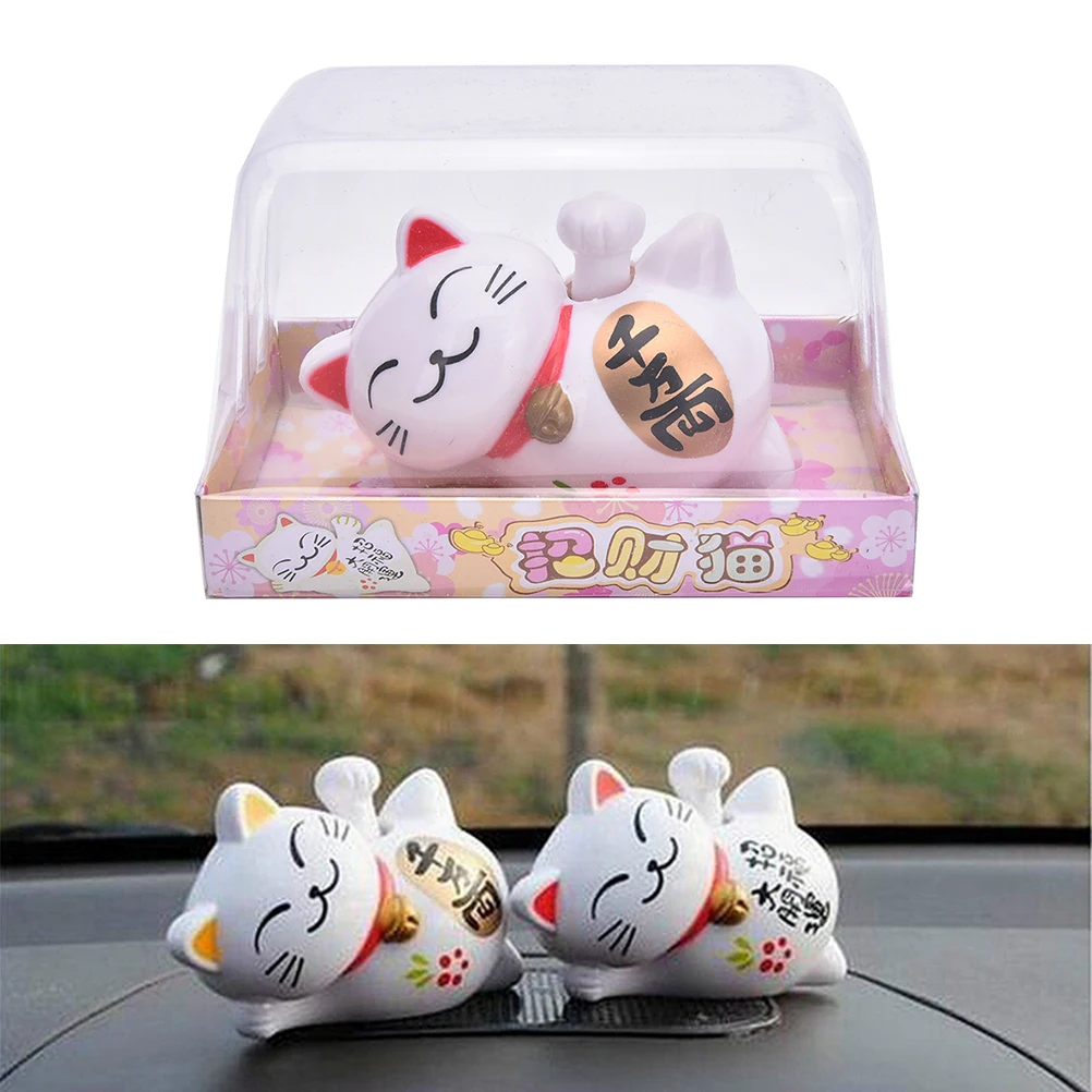 Новый на солнечных батареях 4 Maneki Neko Lucky машет Маня Фортуна кошка декор автомобиля