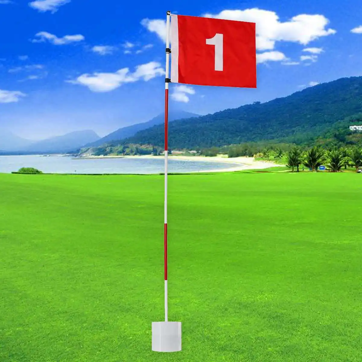 

5 Section Golf Hole Pole Cup Flag Stick Golf Putting Red Flagstick Golf Flag Flagpole Golf Hole Golf Training Equipment 180 cm