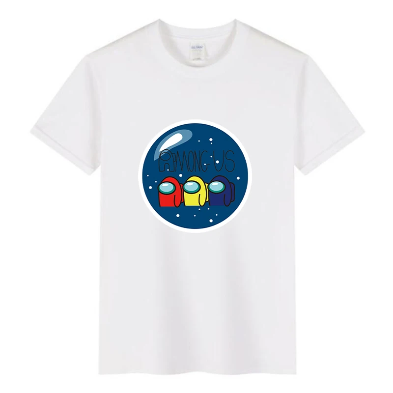 

Boys Girls Short-sleeved T-shirts New Amongs Trendy Us Children's Half-sleeved Cartoon Clothes 4-14 Kids Sports Pure Cotton Tops