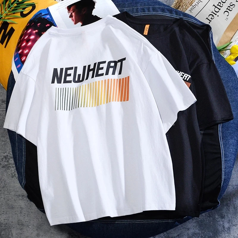 

2021 summer trend printing short-sleeved European and American style high street loose T-shirt oversized round neck T-shirt