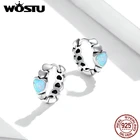 Женские серьги-Обручи из серебра 925 пробы с опалом в форме сердца